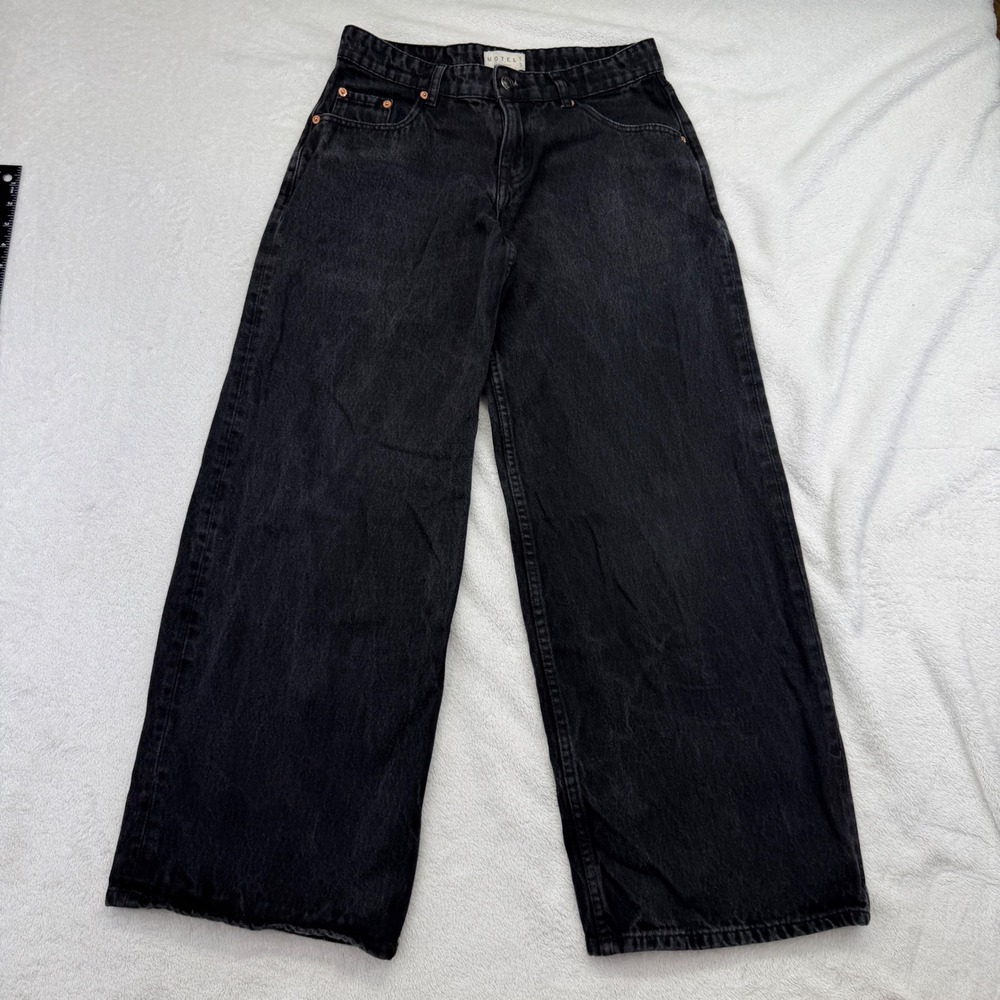 Motel Jeans Womens 30x30 Wide Leg Baggy High Rise 100% Cotton Faded Wash